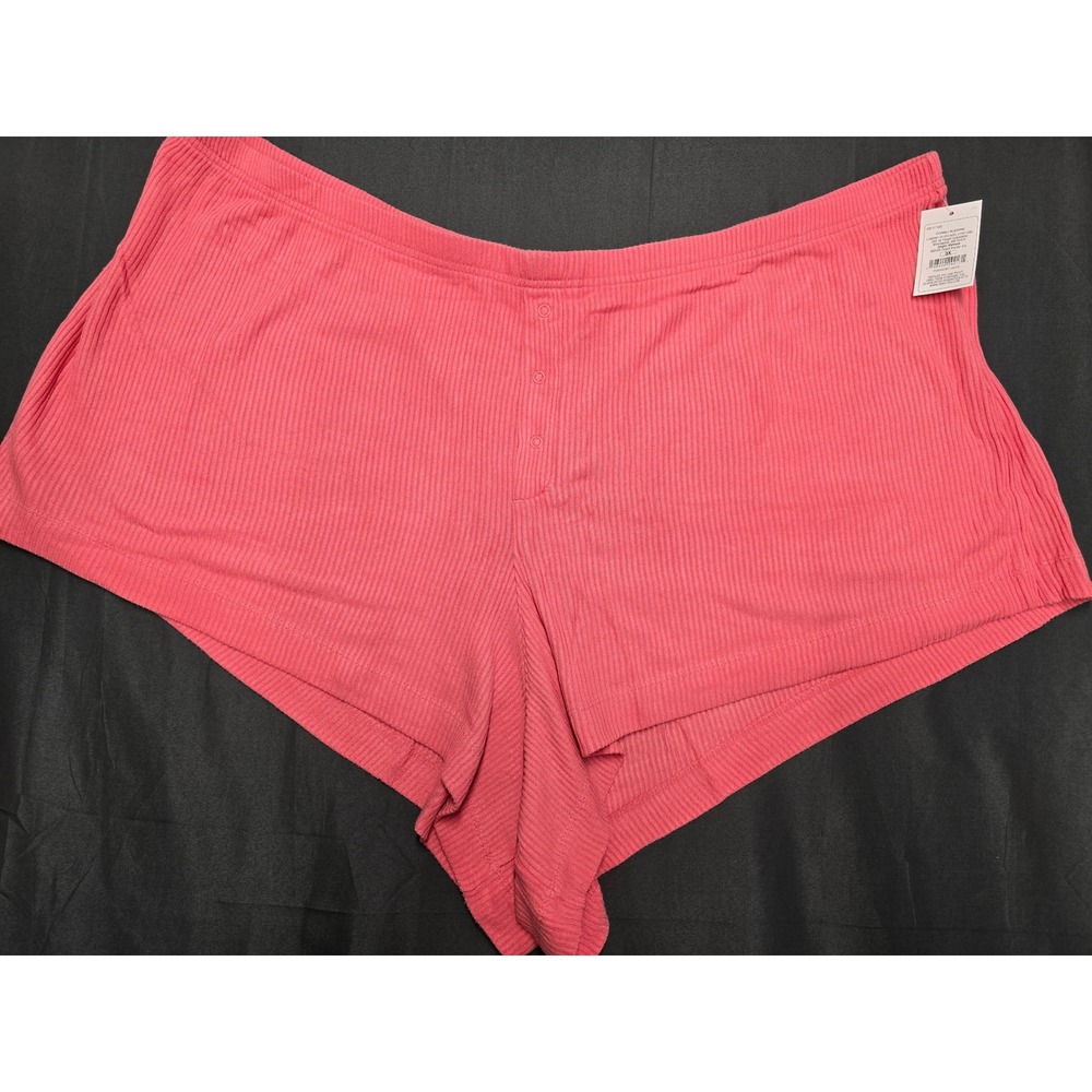 Auden Women Coral Ribbed Lounge Pajama Shorts Pink 3X New 8LEWW8